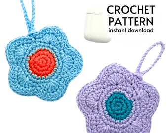 CROCHET PATTERN - Easy Flower Charm Bag Crochet Pattern Stash Lanyard Necklace Crochet Chapstick Holder Cute Flower Pouch Pattern PDF