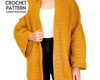 CROCHET PATTERN Easy Cardigan Crochet Sweater Women's Fall Cardigan Pattern Gift Pullover Beginner Crochet Top Instant Digital Download PDF