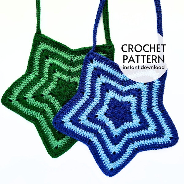 CROCHET PATTERN - Starburst Bag Y2K Crochet Star Tote Bag Crochet Pattern PDF Instant Digital Download Crochet Market Shoulder Bag Pattern
