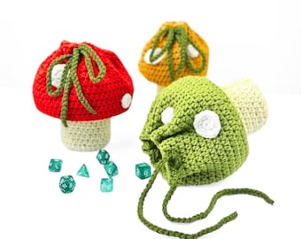 Padrão de crochê: Bolsa de dados em formato de cogumelo, estilo Fairycore, bolsa de compras, bolsa de crochê com cordão, download digital em PDF.