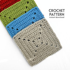 CROCHET PATTERN - Easy Solid Granny Square Crochet Pattern Beginner Friendly Double Crochet Basic Granny Square Instant Digital Download PDF