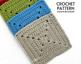 PATRÓN DE GANCHILLO - Patrón de crochet cuadrado de abuela sólido fácil para principiantes Crochet doble Básico Cuadrado de abuela Descarga digital instantánea PDF