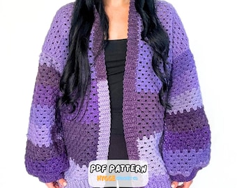 CROCHET PATTERN Easy Granny Cardigan Pattern Sweater Women's Crochet Pullover Fall Crochet Sweater Top Pattern Instant Digital Download PDF