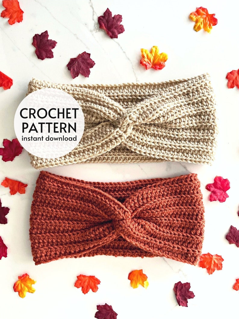 CROCHET PATTERN Easy Knit Look Twisted Earwarmer Crochet Pattern PDF, Crochet Ribbed Headband Pattern Instant Digital Download image 1