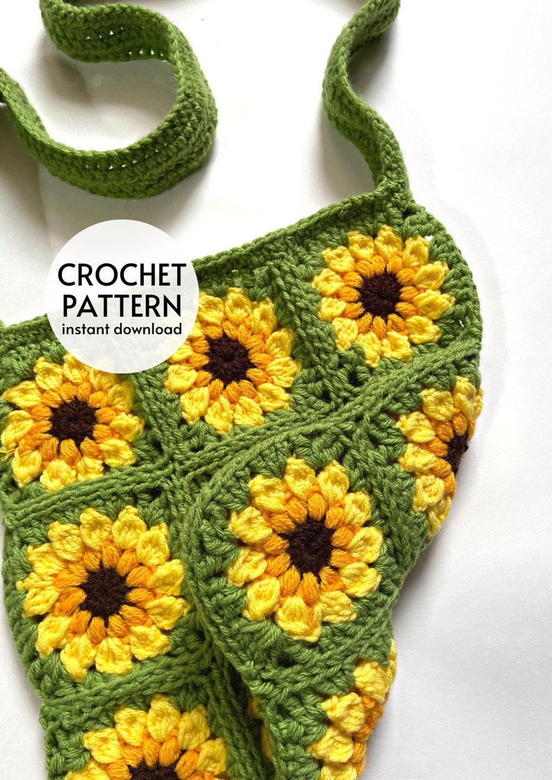 CROCHET PATTERN Sunflower Granny Square Tote Bag Pattern Etsy