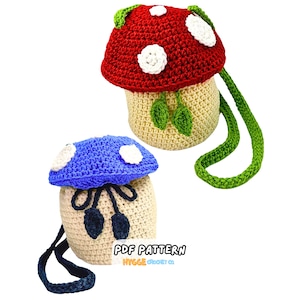 CROCHET PATTERN - Mushroom Bucket Bag Easy Crochet Pattern Cute Fairy Crochet Mushroom Bag Pattern Cottagecore Instant Digital Download PDF