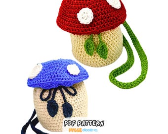 CROCHET PATTERN - Mushroom Bucket Bag Easy Crochet Pattern Cute Fairy Crochet Mushroom Bag Pattern Cottagecore Instant Digital Download PDF
