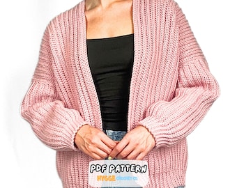 CROCHET PATTERN Easy Cardigan Pattern Crochet Sweater Women's Pullover Top Fall Cardigan Pattern Handmade Gift Instant Digital Download PDF