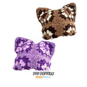 MODÈLE DE CROCHET - Bonnet à oreilles de chat carré facile, modèle de crochet pour débutant, bonnet tendance pour chat, téléchargement numérique instantané PDF