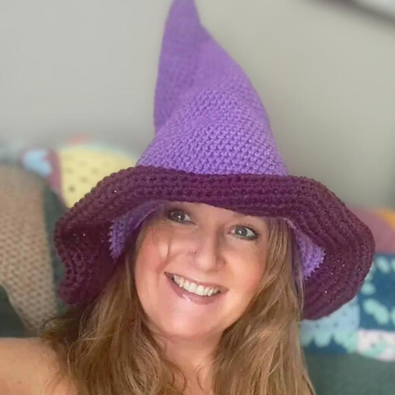 CROCHET PATTERN Easy Witch Hat Crochet Pattern Halloween Crochet Wizard Hat Ren Faire Crochet Fantasy Costume Instant Digital Download PDF image 4