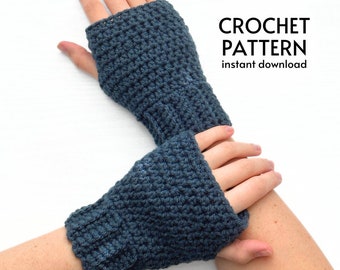 CROCHET PATTERN - Easy Fingerless Gloves Crochet Pattern Basic Mitten Hand Warmers Instant Digital Download PDF Crochet Winter Mitts Pattern