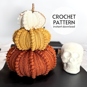 CROCHET PATTERN - Farmhouse Bobble Pumpkin Crochet Pattern Instant Digital Download Pattern PDF Easy Halloween Crochet Pattern Fall Pillow
