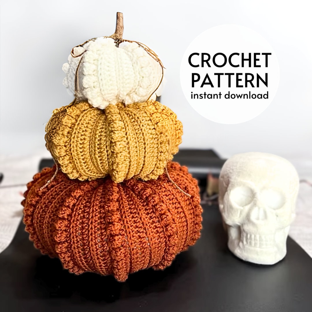 CROCHET PATTERN - Farmhouse Bobble Pumpkin Crochet Pattern Instant Digital Download Pattern PDF Easy Halloween Crochet Pattern Fall Pillow