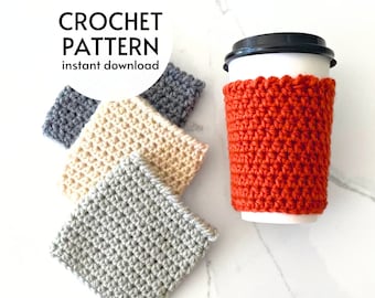 CROCHET PATTERN - Easy Crochet Coffee Cup Cosy Pattern, Mug Cosy Crochet Pattern, Crochet Coffee Mug Sleeve, Beginner Crochet Pattern PDF