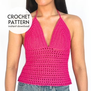 CROCHET PATTERN Easy Mesh Halter Top Pattern Cute Summer Crochet Halterneck Bralette Pattern Crochet Crop Top Instant Digital Download PDF