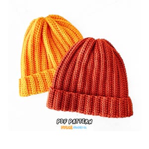 CROCHET PATTERN - Easy Adult Ribbed Knit Look Beanie Hat Crochet Pattern PDF Instant Digital Download Beginner Friendly Crochet Pattern Gift