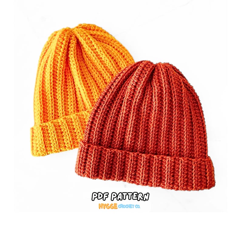 WZÓR NA SZYDEŁKO - Prosty wzór na czapkę beanie z prążkowanej dzianiny dla dorosłych w formacie PDF do natychmiastowego pobrania w wersji cyfrowej Wzór na szydełko dla początkujących na prezent zdjęcie 1