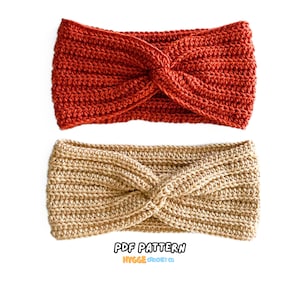 CROCHET PATTERN - Easy Knit Look Twisted Earwarmer Crochet Pattern PDF, Crochet Ribbed Headband Pattern Instant Digital Download