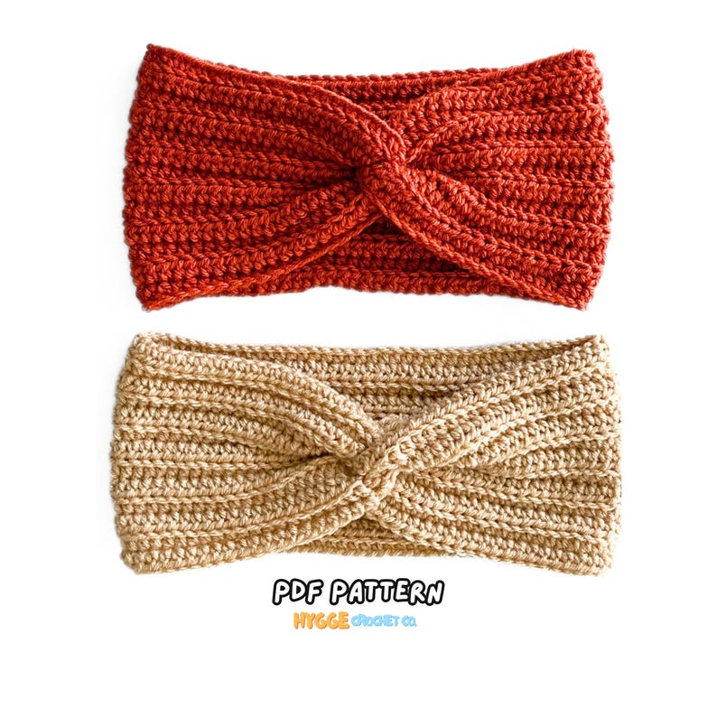 CROCHET PATTERN - Easy Knit Look Twisted Earwarmer Crochet Pattern PDF, Crochet Ribbed Headband Pattern Instant Digital Download image 1