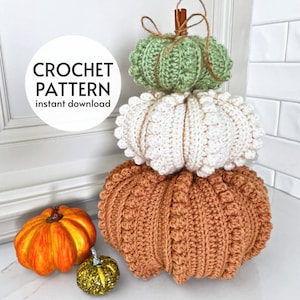 CROCHET PATTERN - Farmhouse Bobble Pumpkin Crochet Pattern, Instant Digital Download Pattern PDF, Easy Crochet Fall Thanksgiving Halloween