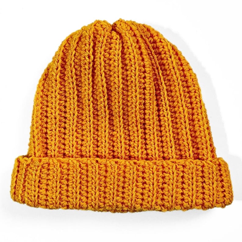 WZÓR NA SZYDEŁKO - Prosty wzór na czapkę beanie z prążkowanej dzianiny dla dorosłych w formacie PDF do natychmiastowego pobrania w wersji cyfrowej Wzór na szydełko dla początkujących na prezent zdjęcie 7