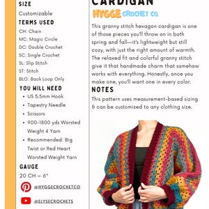 CROCHET PATTERN Easy Granny Hexagon Cardigan Pattern Crochet Hexagon Sweater Pattern Women's Cardigan Gift Instant Digital Download PDF image 9