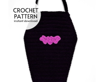 CROCHET PATTERN - Coffin Tote Crochet Bag Pattern Halloween Shoulder Crossbody Bag Easy Goth Crochet Pattern PDF Instant Digital Download