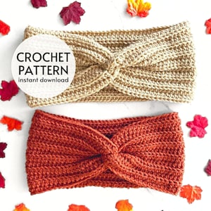 CROCHET PATTERN - Easy Knit Look Twisted Earwarmer Crochet Pattern PDF, Crochet Ribbed Headband Pattern Instant Digital Download