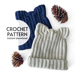 CROCHET PATTERN - Easy Cat Ear Beanie Crochet Pattern Cute Winter Animal Hat Pattern Crochet Christmas Gift Instant Digital Download PDF