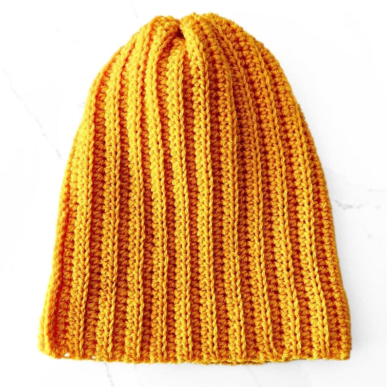 WZÓR NA SZYDEŁKO - Prosty wzór na czapkę beanie z prążkowanej dzianiny dla dorosłych w formacie PDF do natychmiastowego pobrania w wersji cyfrowej Wzór na szydełko dla początkujących na prezent zdjęcie 6