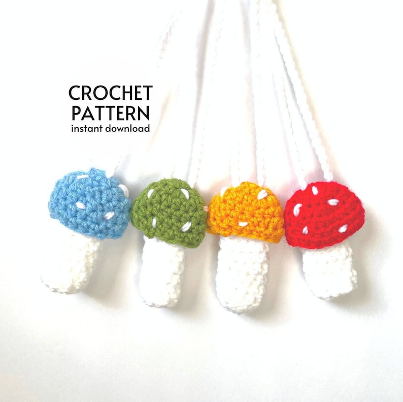 Crochet Pattern Instant Download Easy Mushroom Stash Lanyard Crochet Pattern Mushroom Lighter Holder Stash Necklace Crochet Chapstick Holder Mushroom Bag