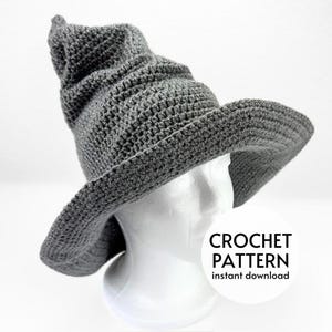 CROCHET PATTERN Easy Witch Hat Crochet Pattern Halloween Crochet Wizard Hat Ren Faire Crochet Fantasy Costume Instant Digital Download PDF
