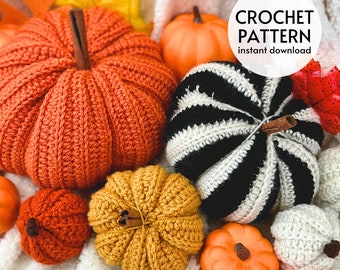 CROCHET PATTERN - Easy Pumpkin Crochet Pattern 3 Sizes Instant Digital Download Pattern PDF Beginner Crochet Fall Thanksgiving Halloween
