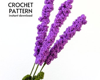 CROCHET PATTERN - Lavender Flower Bouquet Crochet Pattern Amigurumi Flowers Instant Digital Download Handmade Gift Crochet Plant Decor