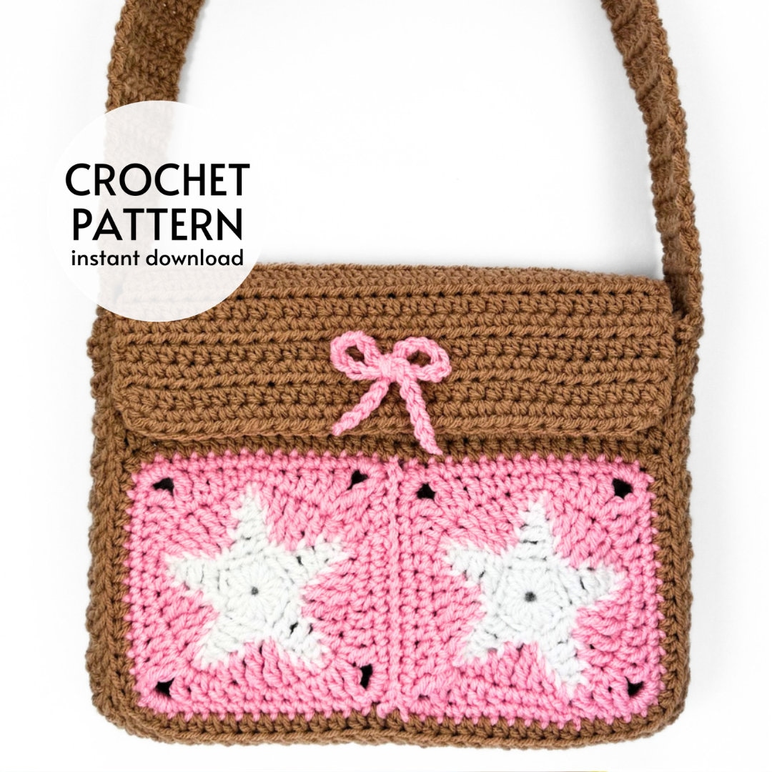CROCHET PATTERN Star Messenger Bag Easy Crochet Pattern PDF Cute Y2K Shoulder Bag Star Granny Square Purse Instant Digital Download Etsy