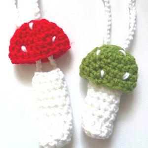 Crochet Pattern Instant Download Easy Mushroom Stash Lanyard Crochet Pattern Mushroom Lighter Holder Stash Necklace Crochet Chapstick Holder Mushroom Bag