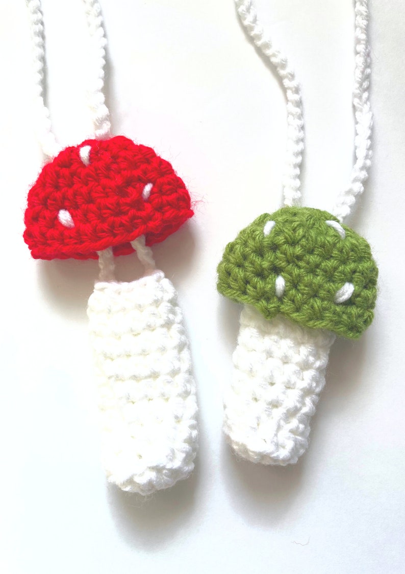 Crochet Pattern Instant Download Easy Mushroom Stash Lanyard Crochet Pattern Mushroom Lighter Holder Stash Necklace Crochet Chapstick Holder Mushroom Bag