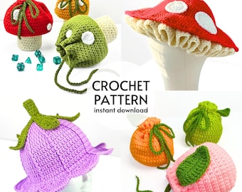 HÄKELMUSTER BUNDLE Easy Cottagecore Häkelanleitungen Fee Häkeln Blume Hut Beutel Pilz Tasche häkeln Sofort Download