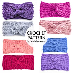 CROCHET PATTERN BUNDLE Easy Ear Warmer Crochet Patterns Knit Look Earwarmer Beginner Crochet Twist Headband Pattern Instant Digital Download