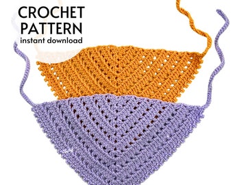 CROCHET PATTERN - Easy Crochet Bandana Headband Pattern, Crochet Hair Scarf Kerchief Pattern PDF, Beginner Friendly Instant Digital Download