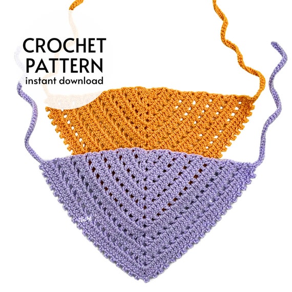 CROCHET PATTERN - Easy Crochet Bandana Headband Pattern, Crochet Hair Scarf Kerchief Pattern PDF, Beginner Friendly Instant Digital Download