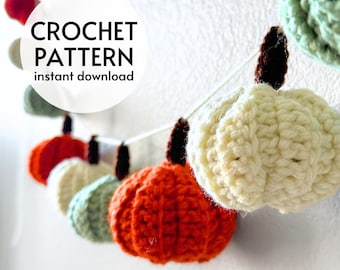 CROCHET PATTERN - Farmhouse Pumpkin Garland Crochet Pattern  Digital Download PDF Easy Crochet Pumpkin Pattern Fall Thanksgiving Decor