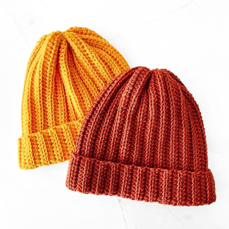 WZÓR NA SZYDEŁKO - Prosty wzór na czapkę beanie z prążkowanej dzianiny dla dorosłych w formacie PDF do natychmiastowego pobrania w wersji cyfrowej Wzór na szydełko dla początkujących na prezent zdjęcie 3