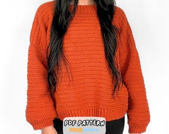 CROCHET PATTERN Easy Sweater Women's Crochet Pullover Pattern Fall Crochet Cardigan Beginner Crochet Sweater Instant Digital Download PDF