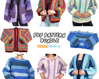 CROCHET PATTERN BUNDLE - Granny Cardigans & Sweaters 4 Easy Crochet Top Patterns Women's Crochet Sweater Cardigan Instant Digital Download