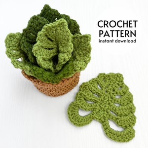 CROCHET PATTERN - Monstera Leaf Coaster Set Crochet Pattern Plant Coasters Instant Digital Download Crochet Pattern PDF Crochet Coaster Set