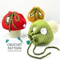 CROCHET PATTERN Easy Mushroom Dice Bag Pattern Fairycore Mushroom Pouch Market Bag Cottagecore Crochet Drawstring Bag Digital Download PDF