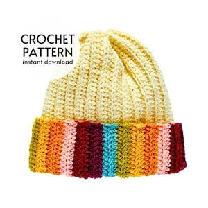 CROCHET PATTERN - Meadow Beanie Easy Adult Ribbed Knit Look Hat Winter Crochet Pattern PDF Instant Digital Download Cute Gift Tutorial