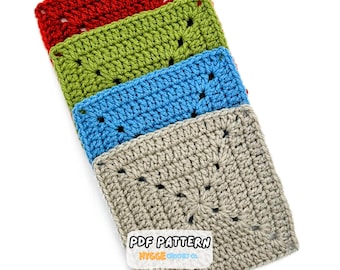 CROCHET PATTERN - Easy Solid Granny Square Crochet Pattern Beginner Friendly Double Crochet Basic Granny Square Instant Digital Download PDF