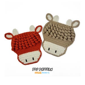 CROCHET PATTERN - Highland Cow Potholder Crochet Pattern Easy Farmhouse Animal Trivet Crochet Home Decor Gift Instant Digital Download PDF